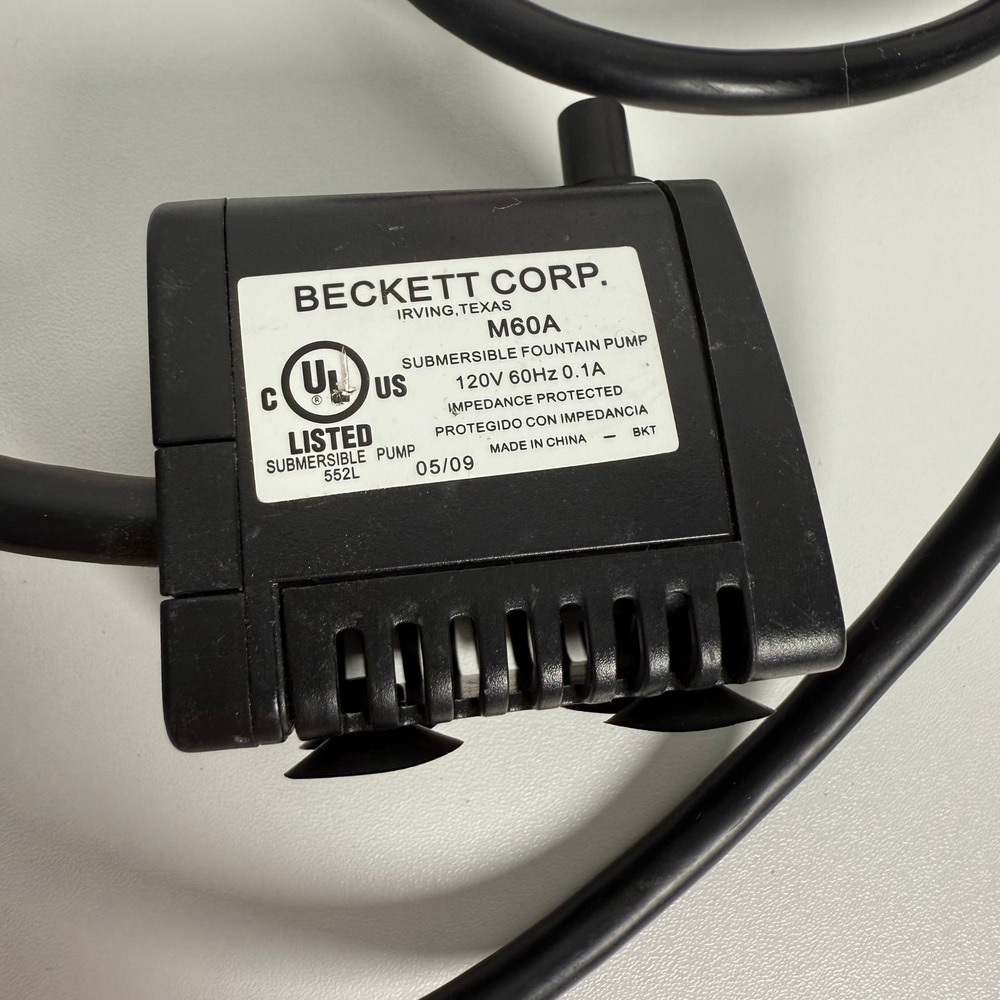 Beckett Corp M60A‎ Submersible Fountain Pump 120V 60Hz 0.1A UL Listed